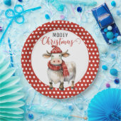 Kerst Koe Pun Papieren Bordje (Feest)