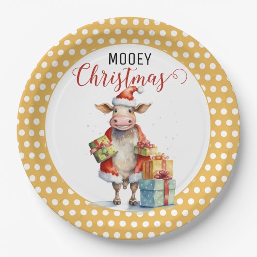 Kerst Koe Pun Papieren Bordje (Voorkant)