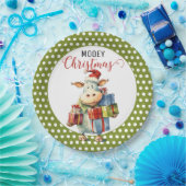 Kerst Koe Pun Papieren Bordje (Feest)
