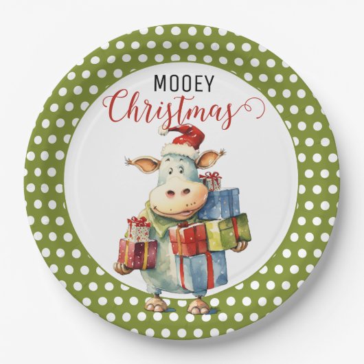 Kerst Koe Pun Papieren Bordje (Voorkant)