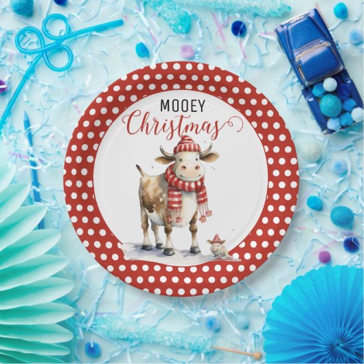 Kerst Koe Pun Papieren Bordje (Feest)