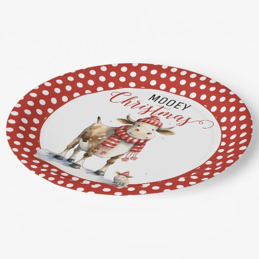 Kerst Koe Pun Papieren Bordje (Gekanteld)