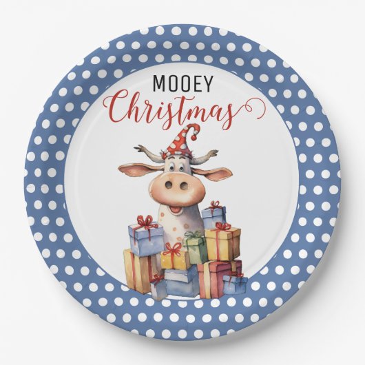 Kerst Koe Pun Papieren Bordje (Voorkant)
