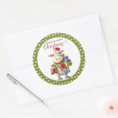 Kerst Koe Pun Ronde Sticker (Envelop)
