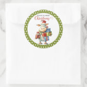 Kerst Koe Pun Ronde Sticker (Tas)