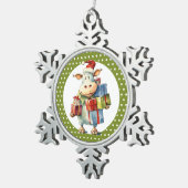 Kerst Koe Pun Tin Sneeuwvlok Ornament (Rechts)
