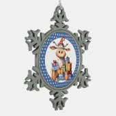Kerst Koe Pun Tin Sneeuwvlok Ornament (Links)