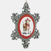 Kerst Koe Pun Tin Sneeuwvlok Ornament (Links)