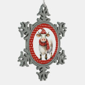 Kerst Koe Pun Tin Sneeuwvlok Ornament (Links)