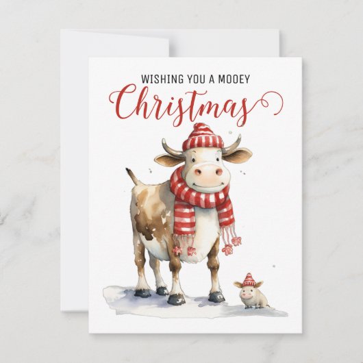 Kerst Koe Pun vakantie Kaart (Voorkant)