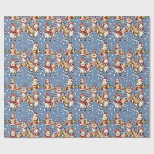 Kerst Koe Pun Wrapping Papier (Vlak)