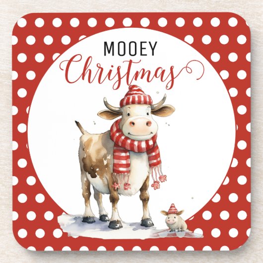 Kerst Koe Puns Bier Onderzetter (Voorkant)
