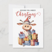 Kerst Koe Puns  Feestdagenkaart (Voorkant)