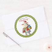 Kerst Koe Puns Ronde Sticker (Envelop)