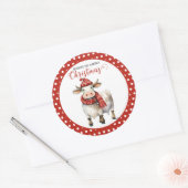 Kerst Koe Puns  Ronde Sticker (Envelop)