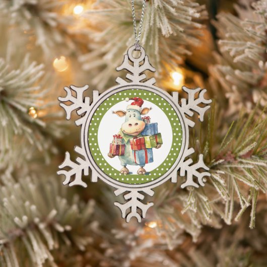 Kerst Koe Puns  Tin Sneeuwvlok Ornament (Boom)