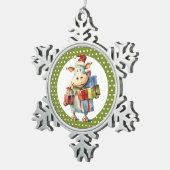 Kerst Koe Puns  Tin Sneeuwvlok Ornament (Rechts)