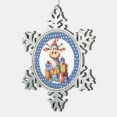 Kerst Koe Puns  Tin Sneeuwvlok Ornament (Rechts)