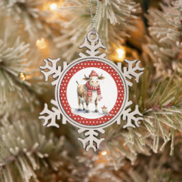Kerst Koe Puns Tin Sneeuwvlok Ornament