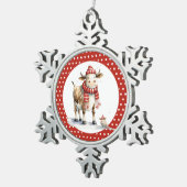 Kerst Koe Puns  Tin Sneeuwvlok Ornament (Rechts)