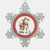 Kerst Koe Puns  Tin Sneeuwvlok Ornament (Voorkant)