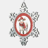 Kerst Koe Puns  Tin Sneeuwvlok Ornament (Rechts)