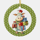 Kerst Koe Punt  Keramisch Ornament (Voorkant)