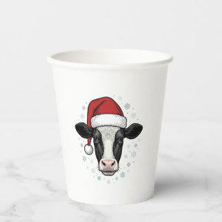 Kerst Koe Santa Hoed Vintage Boerderij Vakantie Sh Papieren Bekers