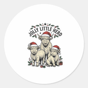 Kerst Koe Shirt Vintage Vakantie Kudde Kunst Ronde Sticker
