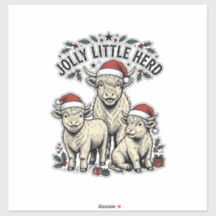Kerst Koe Shirt Vintage Vakantie Kudde Kunst Sticker