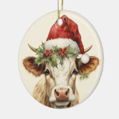 Kerst koe tekst toevoegen waterverf keramiek keramisch ornament (Links)