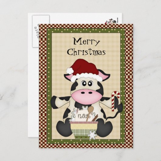 Kerst Koe vakantie briefkaart (Voorkant / Achterkant)