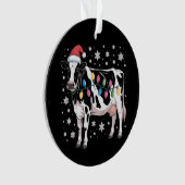 Kerst Koe Xmas Lights Santa Hat Boerderij Vakantie Ornament (voorkant)