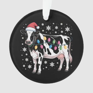 Kerst Koe Xmas Lights Santa Hat Boerderij Vakantie Ornament