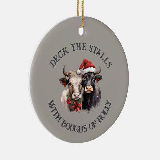 Kerst Koeien Boerderij Landelijk Rustiek Keramisch Ornament (Rechts)