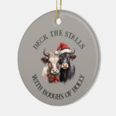Kerst Koeien Boerderij Landelijk Rustiek Keramisch Ornament (Links)