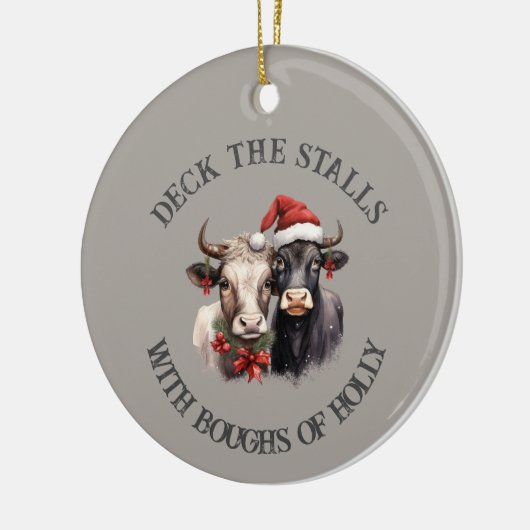 Kerst Koeien Boerderij Landelijk Rustiek Keramisch Ornament (Links)