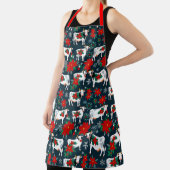 Kerst Koeien en Poinsettia's Schort (Insitu)