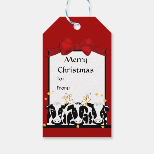 Kerst Koeien Gift Label Cadeaulabel (Voorkant)