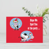 Kerst Koeien met Santa Hats Uitnodiging Sjabloon (Staand voorkant)