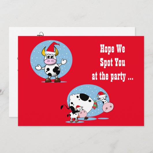 Kerst Koeien met Santa Hats Uitnodiging Sjabloon (Voorkant / Achterkant)