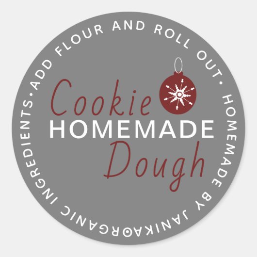Kerst Koek Deeg Thuisgemaakte Script Ornament Ronde Sticker (Voorkant)