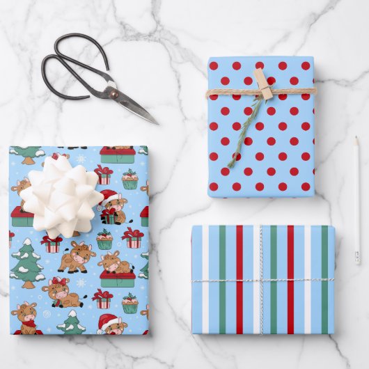 Kerst Koekerstier Inpakpapier Set van 3 Vel (Voorkant)