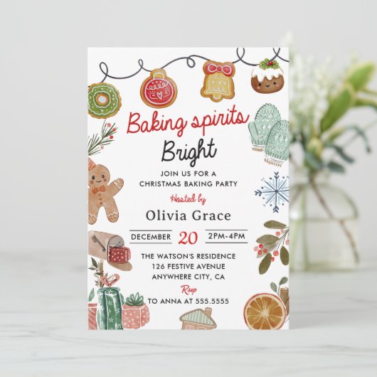 Kerst koekje bakken partij kaart (Staand voorkant)