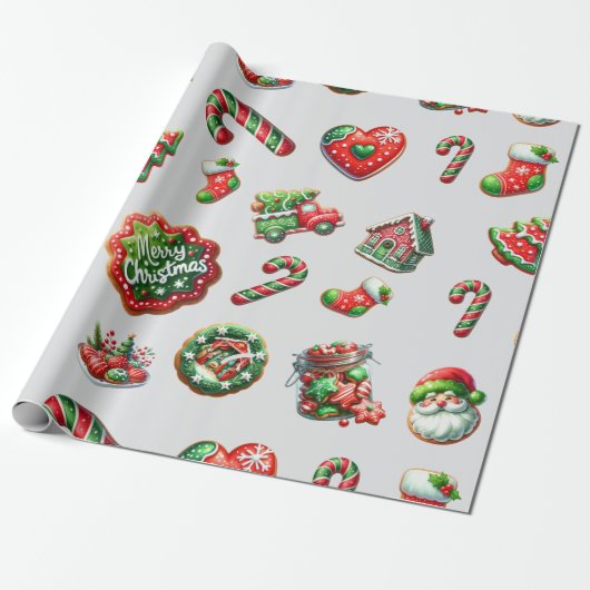 Kerst koekje bakker patroon cadeaupapier (Uitgerold)