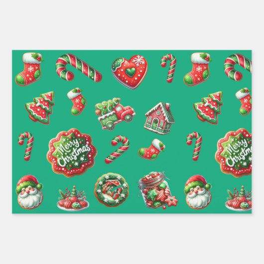 Kerst koekje bakker patroon inpakpapier vel (Voorkant 2)