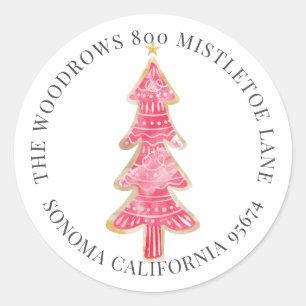 Kerst Koekje Boom Retouradres Ronde Sticker