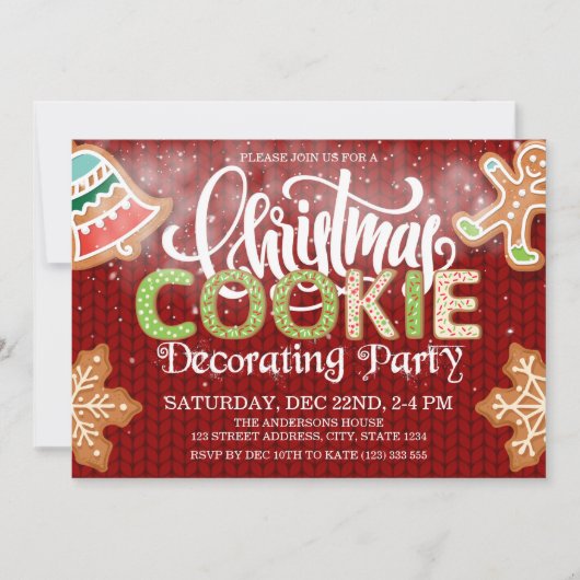 Kerst koekje decoreren partij rood groen kaart (Voorkant)