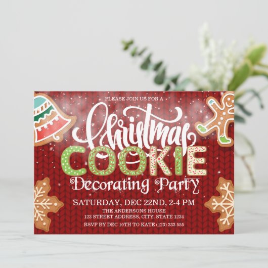 Kerst koekje decoreren partij rood groen kaart (Staand voorkant)