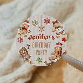 Kerst Koekje Peperkoek Verjaardag Ronde Sticker